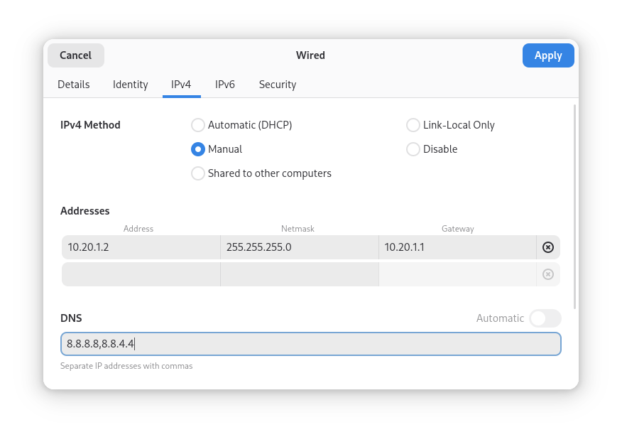 4 NIC Admin Workstation Static IP Configuration