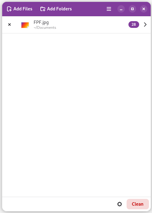 Example of Metadata Cleaner with a file loaded.
