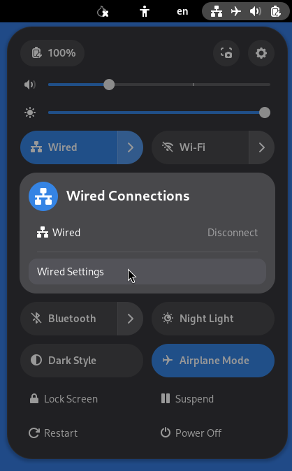 Wired Settings