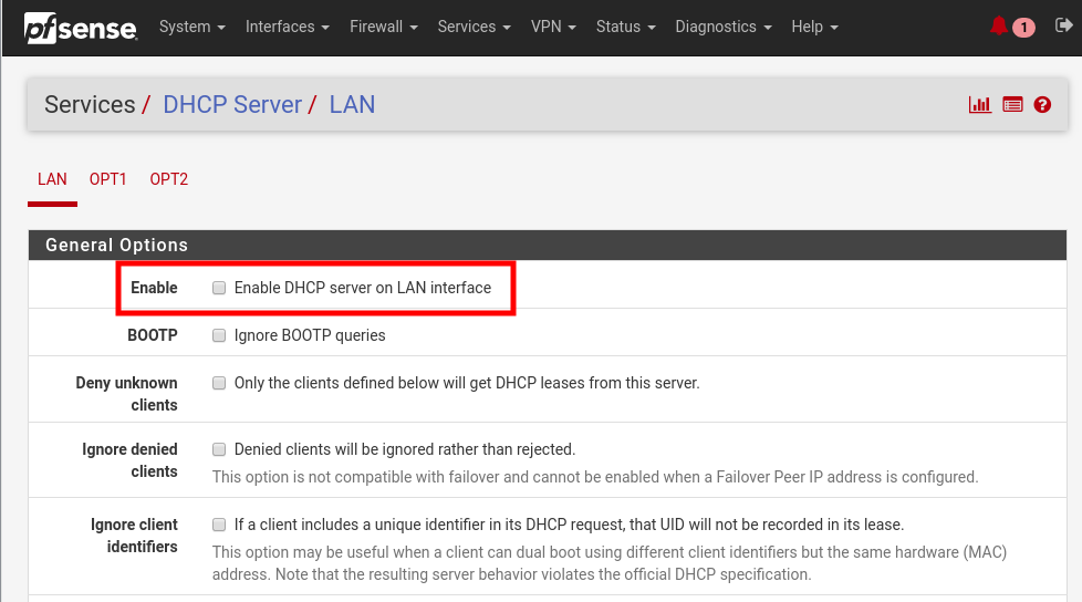 Disable DHCP