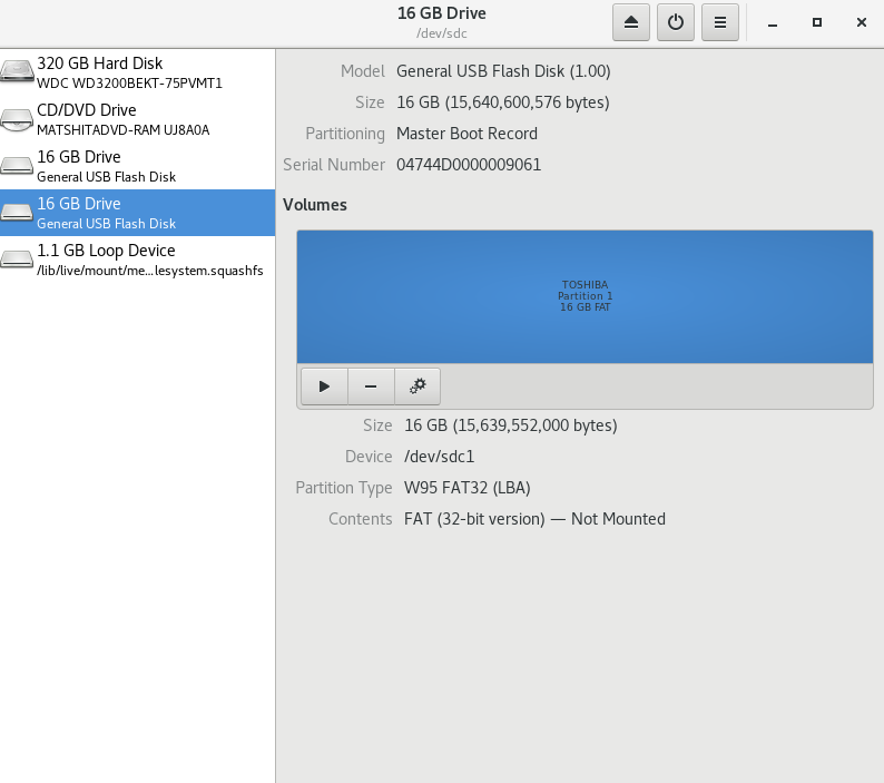 screenshot of Disk Utility application